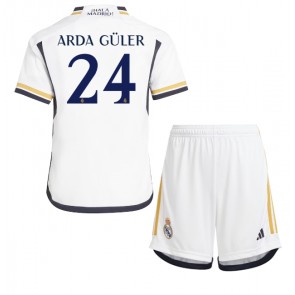 Lacne Dětský Futbalové dres Real Madrid Arda Guler #24 2023-24 Krátky Rukáv - Domáci (+ trenírky)